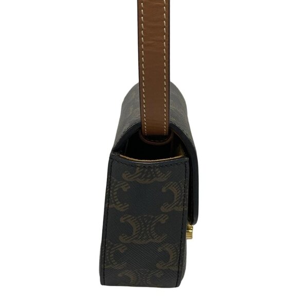 CELINE Triomphe Canvas/Mini Triomphe Tan (Dark Brown) Brown) PVC 1239-032625 - Picture 4 of 14